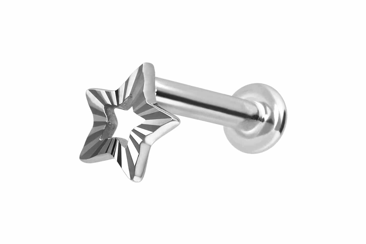 14 Karat Gold Labret Piercing mit Innengewinde STERN